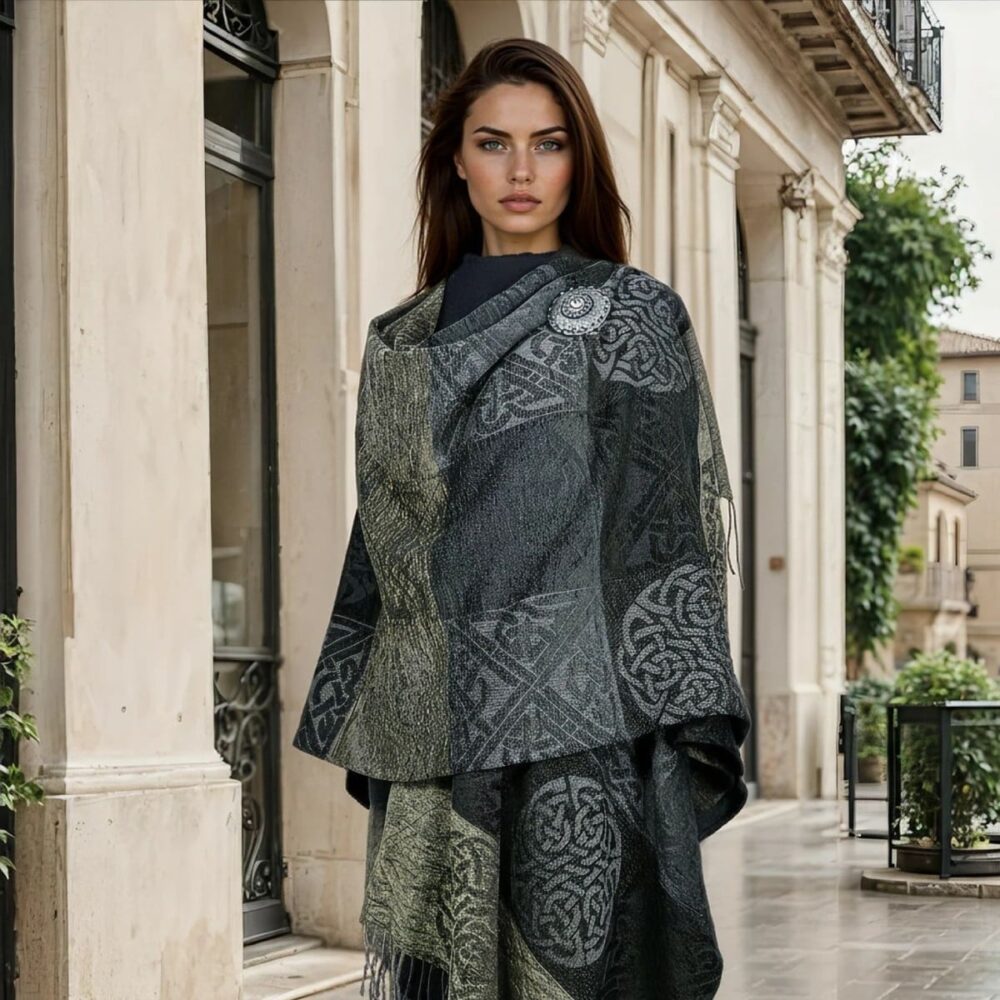 Celtic Knot Ruana for Women. Ash Gray.