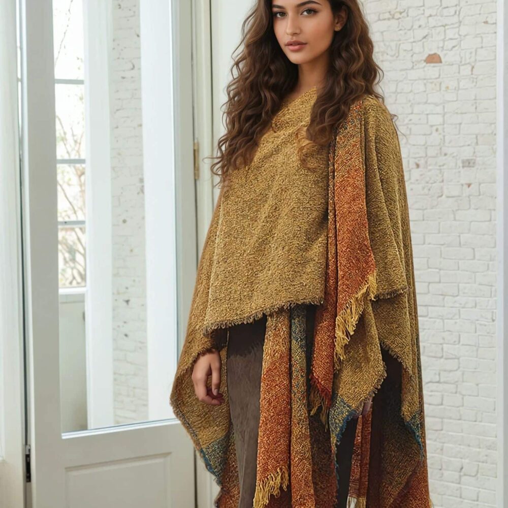 Irish Ruana for Women - Mustard Gold. Kerry Woollen Mills.