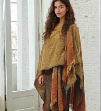 Irish Ruana for Women - Mustard Gold. Kerry Woollen Mills.