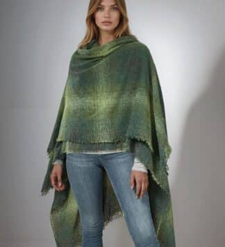 Irish Ruana Moss Green Check.