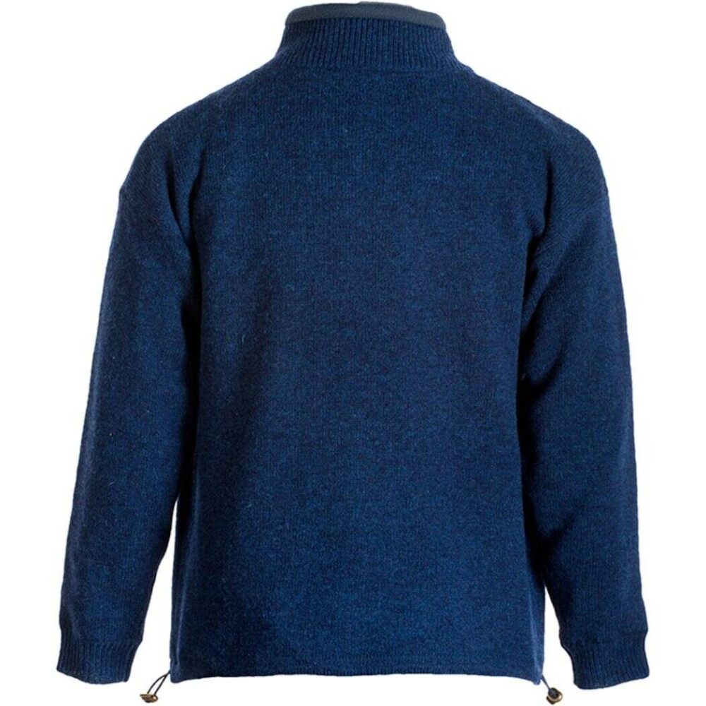 Irish Wool Fisherman Sweater, Full Zip - Blue