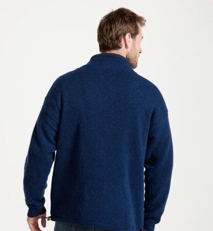 Irish Wool Fisherman Sweater, Full Zip - Blue - Image 4