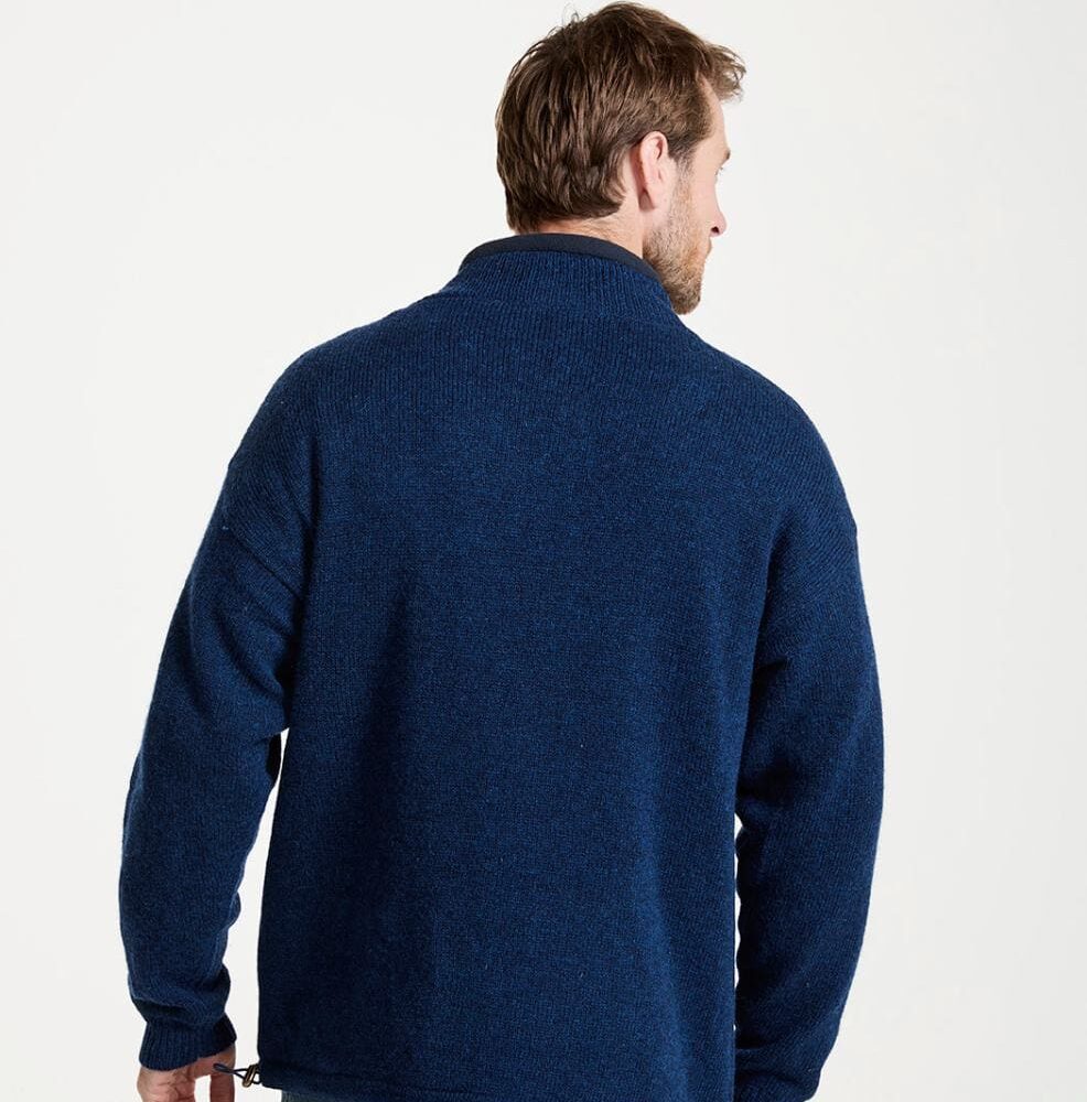 Irish Wool Fisherman Sweater, Full Zip - Blue