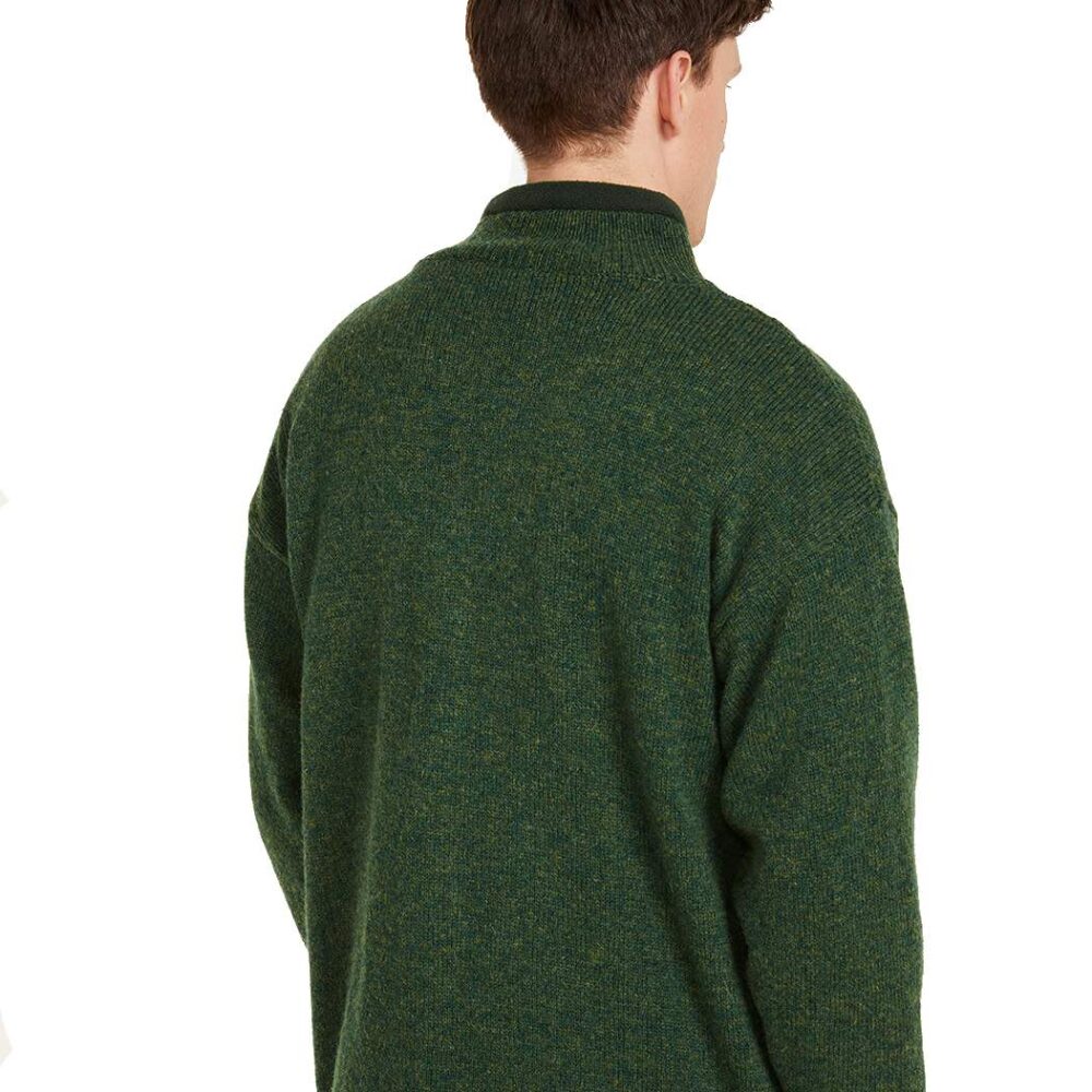 Irish Wool Aran Zip Up Cardigan For Men - Green
