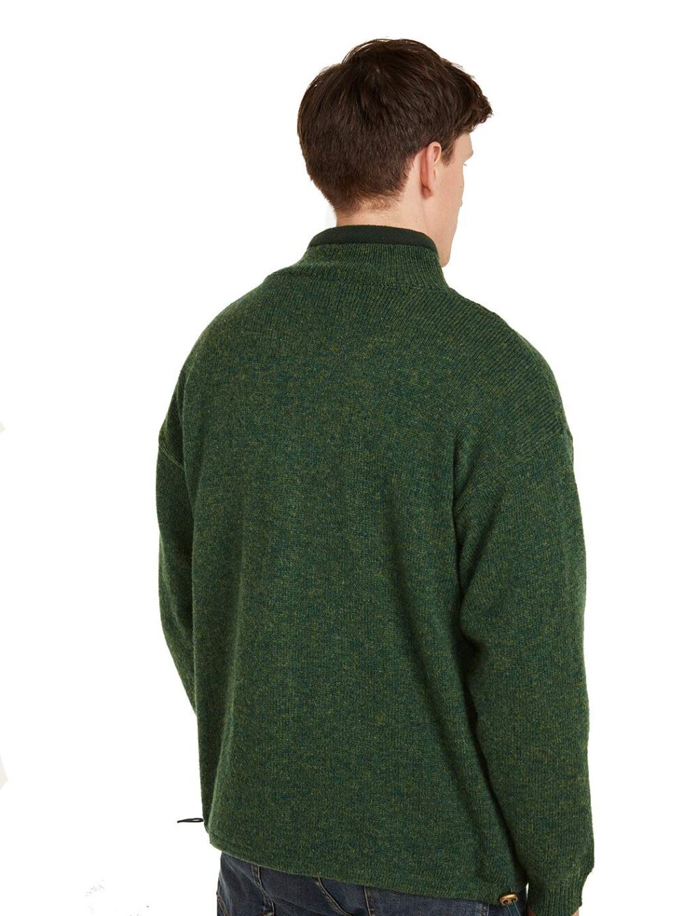 Irish Wool Aran Zip Up Cardigan For Men – Green – Celtic Clothing