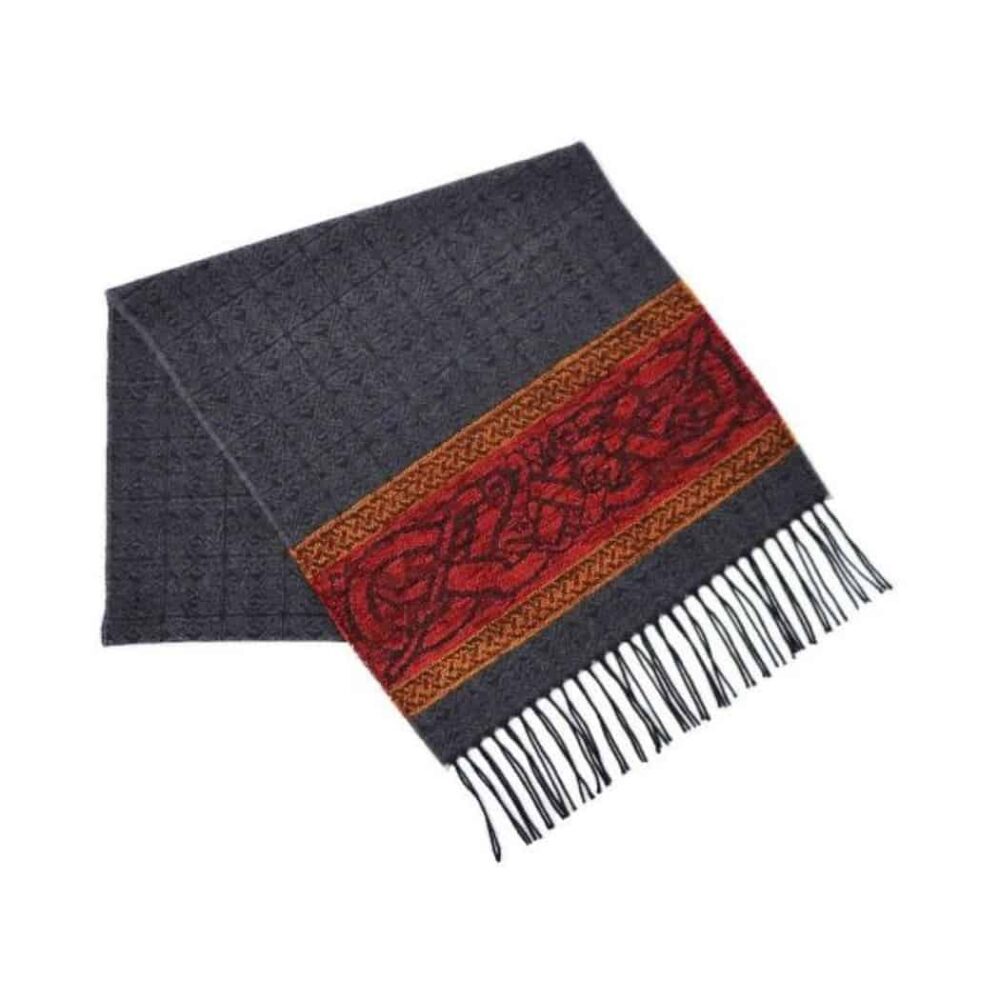 Irish Scarf With Fringe Tassels - Gray