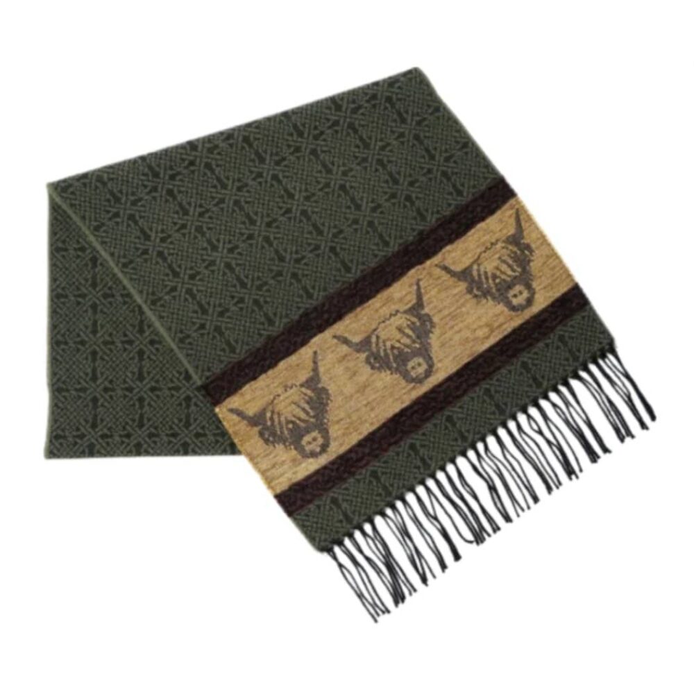 Celtic Scarf With Fringe - Fern Green