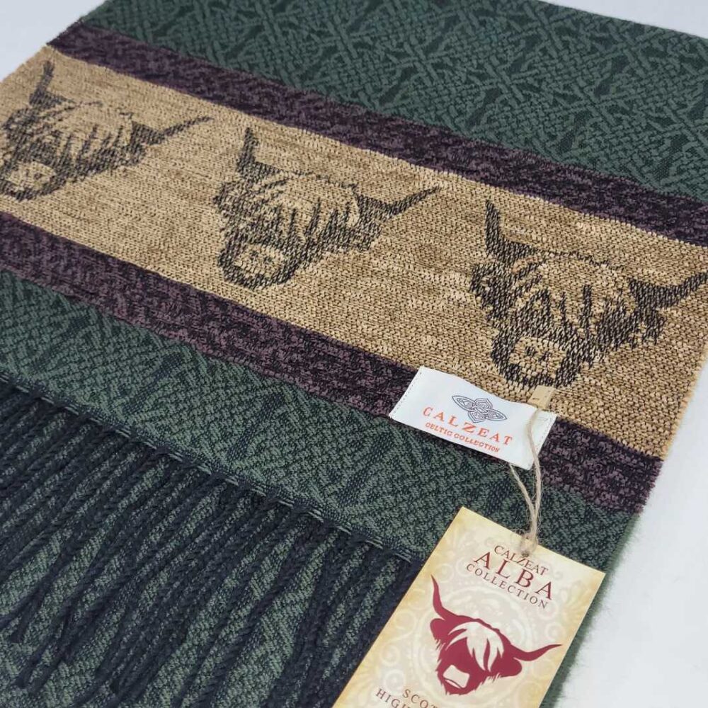Celtic Scarf With Fringe - Fern Green