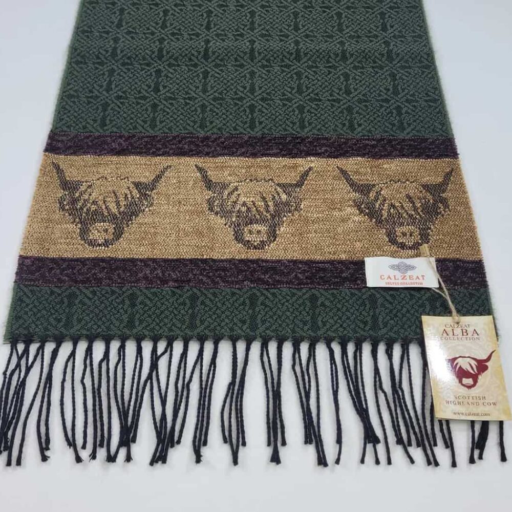 Celtic Scarf With Fringe - Fern Green