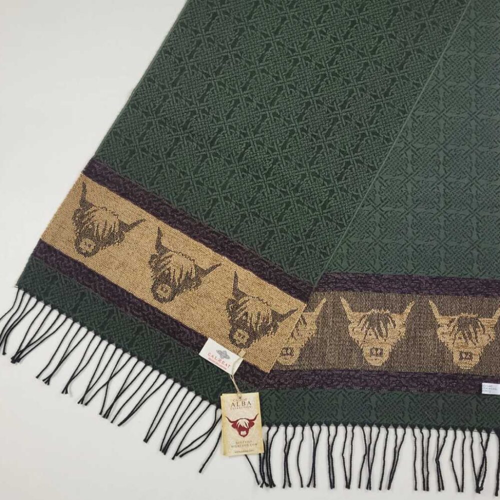 Celtic Scarf With Fringe - Fern Green