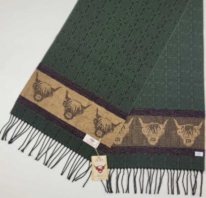 Celtic Scarf With Fringe - Fern Green - Image 4