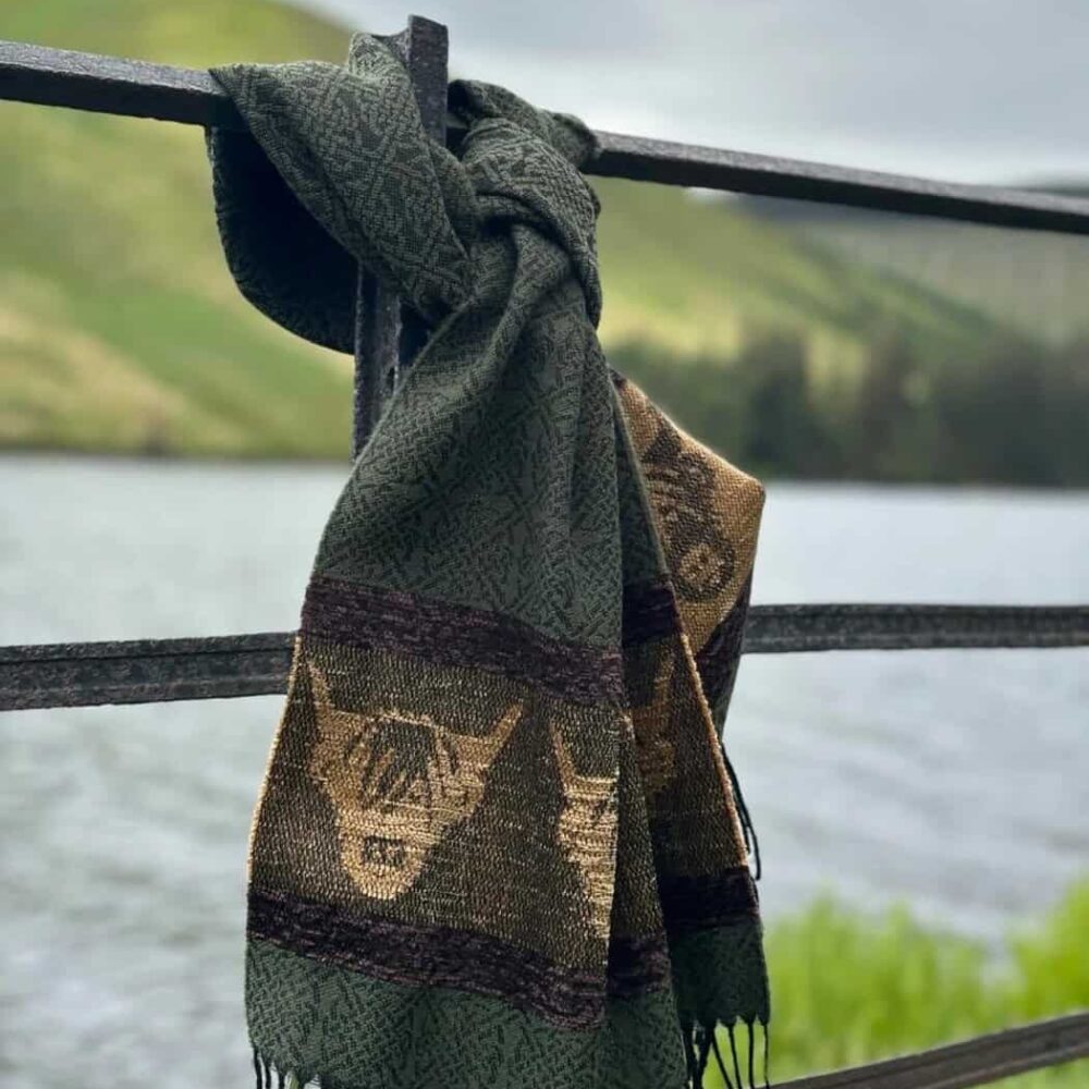 Celtic Scarf With Fringe - Fern Green