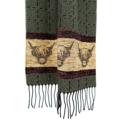 Celtic Scarf With Fringe - Fern Green - Image 7