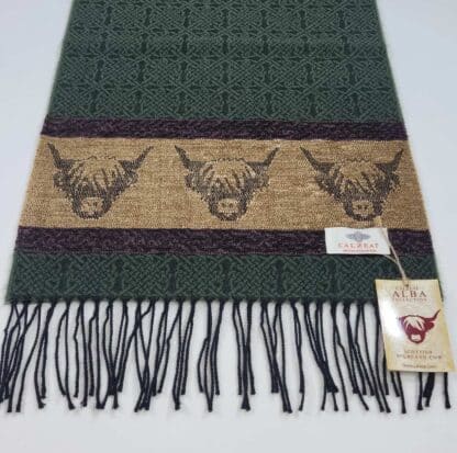 Celtic Scarf With Fringe - Fern Green - Image 5