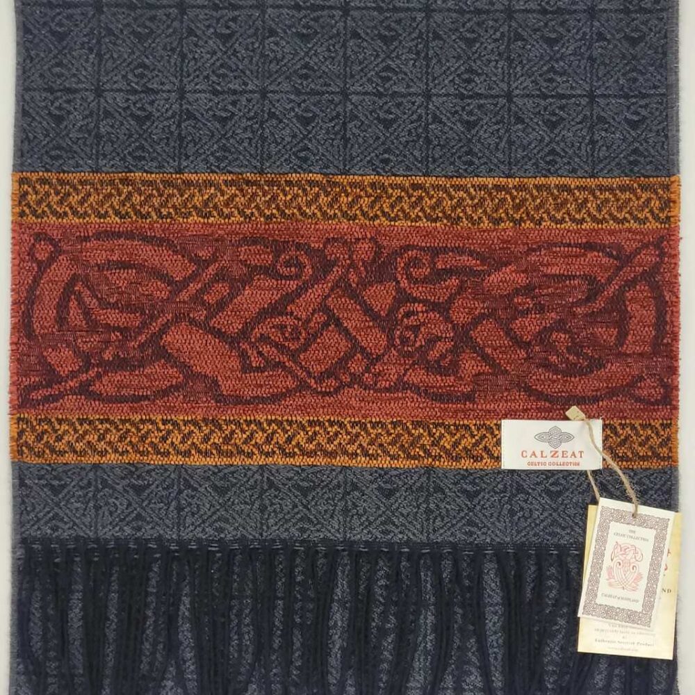 Irish Scarf With Fringe Tassels - Gray