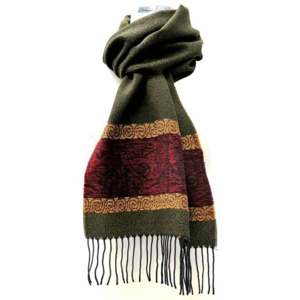 Celtic Wool Blend Scarf - Olive