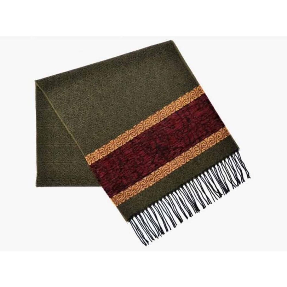 Celtic Wool Blend Scarf - Olive