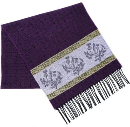 Ladies Celtic Scarf With Fringe - Thistle Purple - Image 4