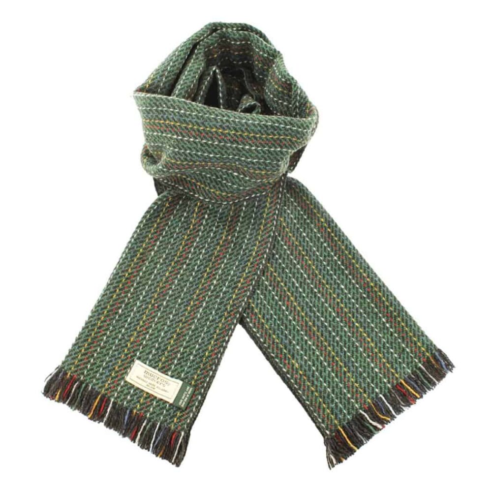 Soft Donegal Men's Tweed Scarf - Dark Green/Black