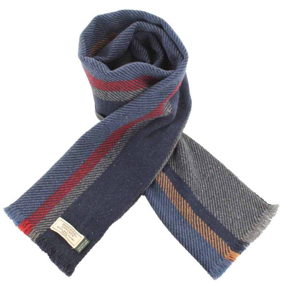 Soft Donegal Men's Tweed Scarf - Blue