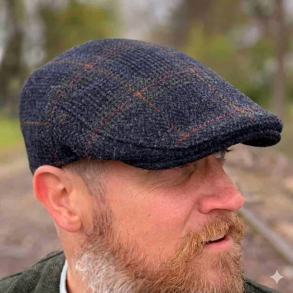 Scots-Irish Touring Cap - Navy and Moss Green Check