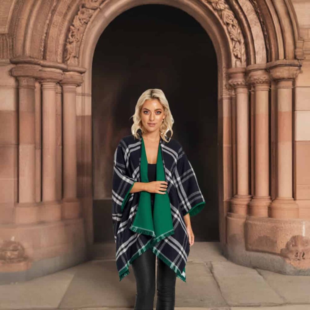 Scots-Irish Plaid Cape For Women - Blue And Green