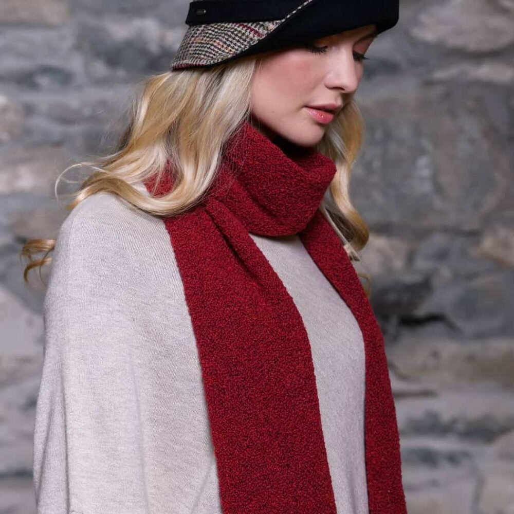 Merino Wool Skellig Scarf For Women - Red