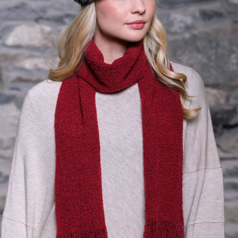 Merino Wool Skellig Scarf For Women - Red