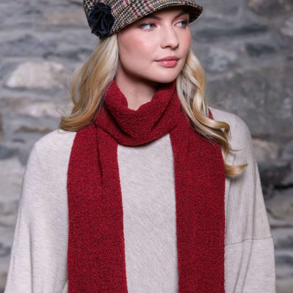 Ladies' Newsboy and Skellig Scarf Combo, Red