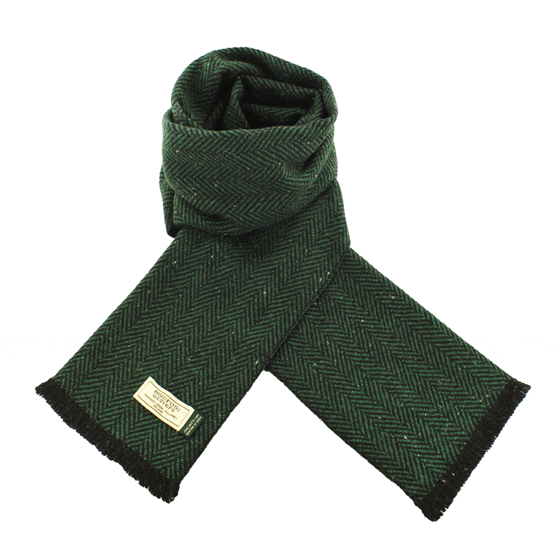 Dark Green Super soft Irish wool scarf for men.