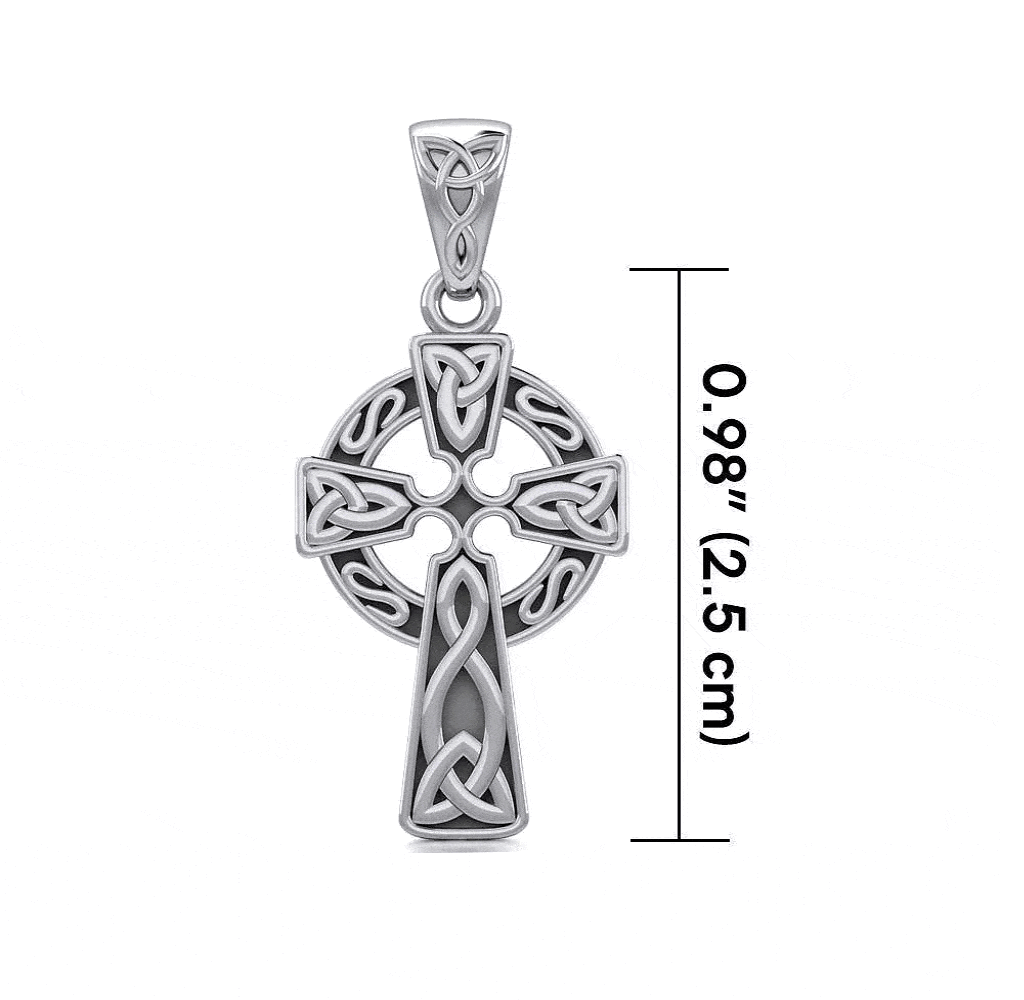 Silver Celtic Cross Pendant - Celtic Knotwork Design