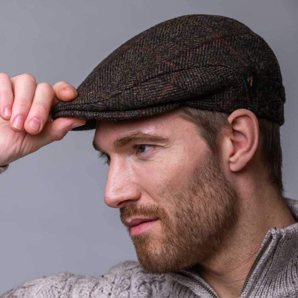 Irish Tweed Trinity Flat Cap - Dark Brown