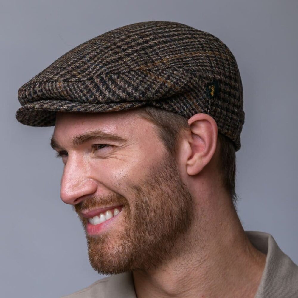 Irish Tweed Trinity Flat Cap - Brown Check