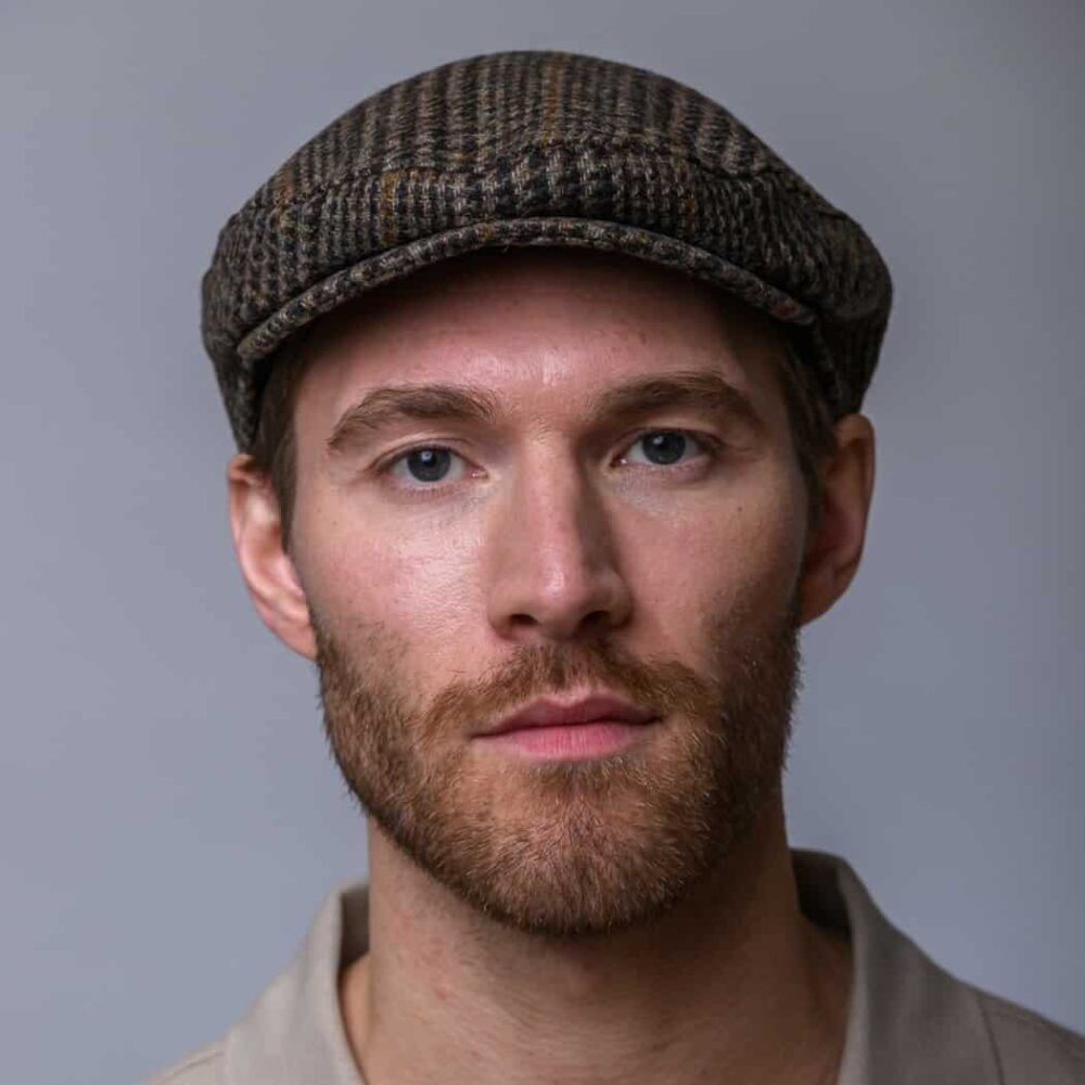 Irish Tweed Trinity Flat Cap - Brown Check
