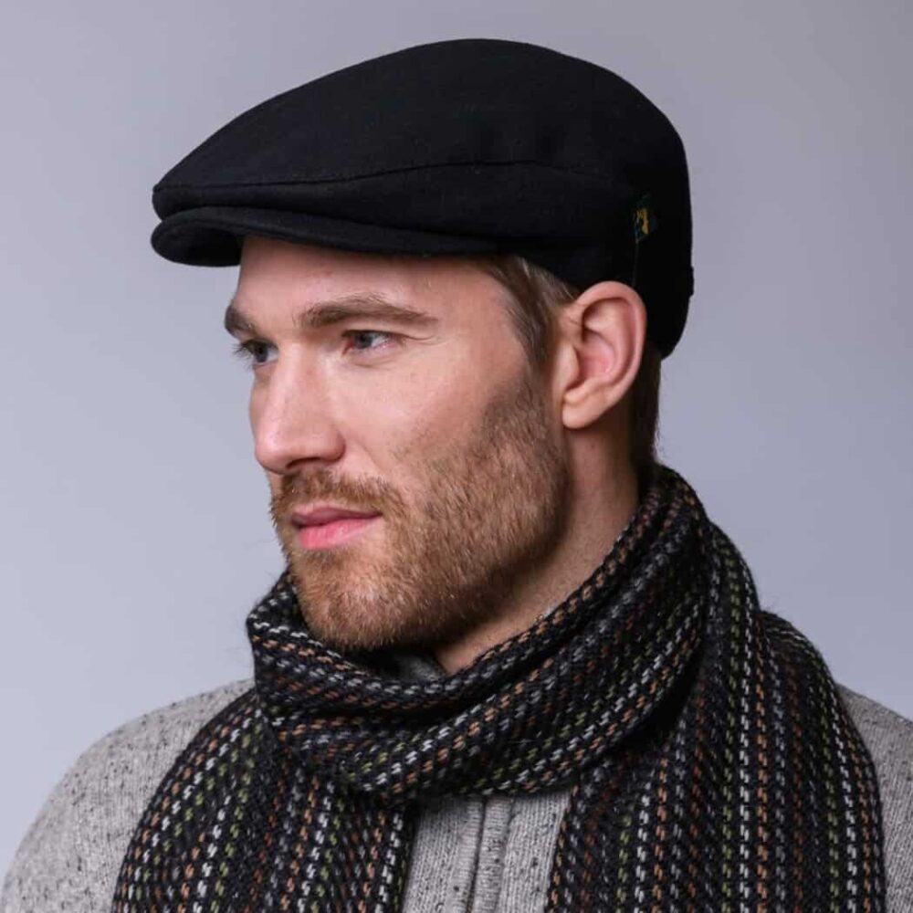 Irish Tweed Trinity Flat Cap - Black