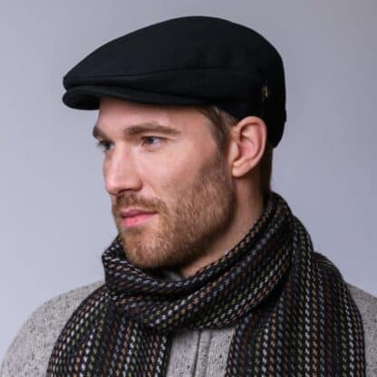 Irish Tweed Trinity Flat Cap - Black - Image 2