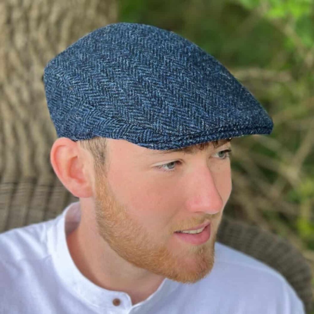 Tweed Flat Cap. Blue.