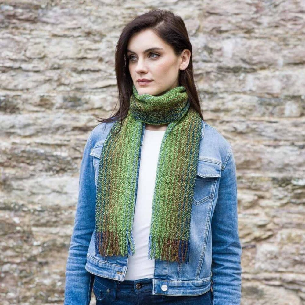 Merino Wool Skellig Scarf For Women - Green