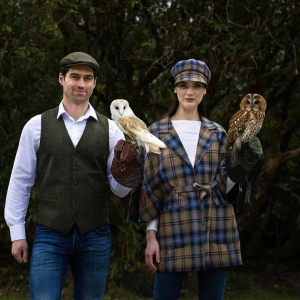 Irish Tweed Vest For Men - Green Herringbone