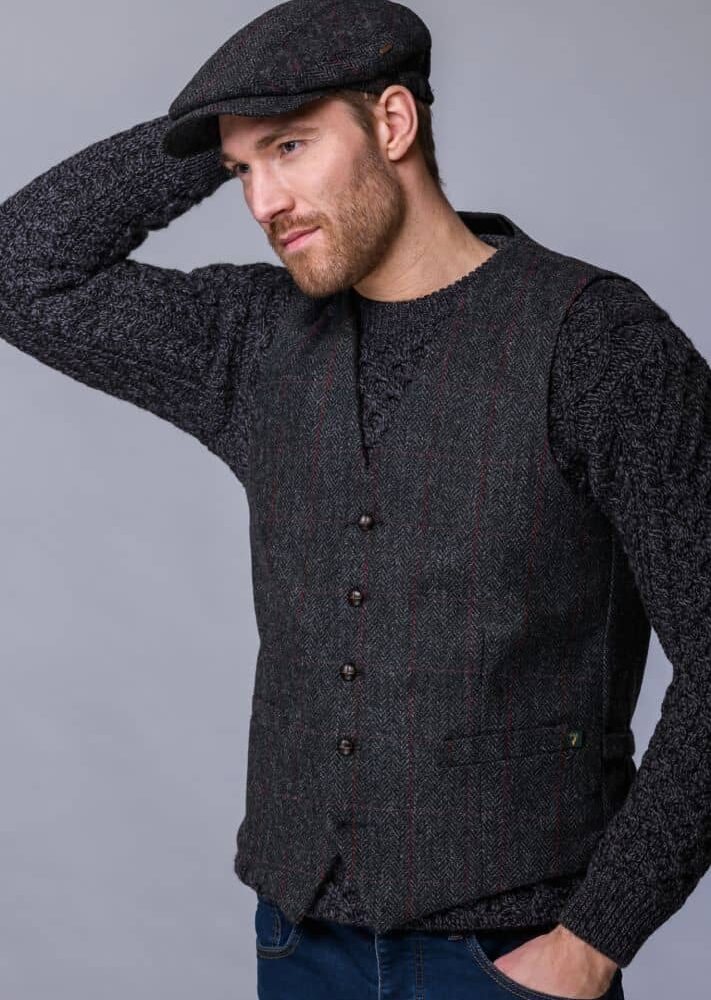 Irish Tweed Vest for Men - Dark Gray