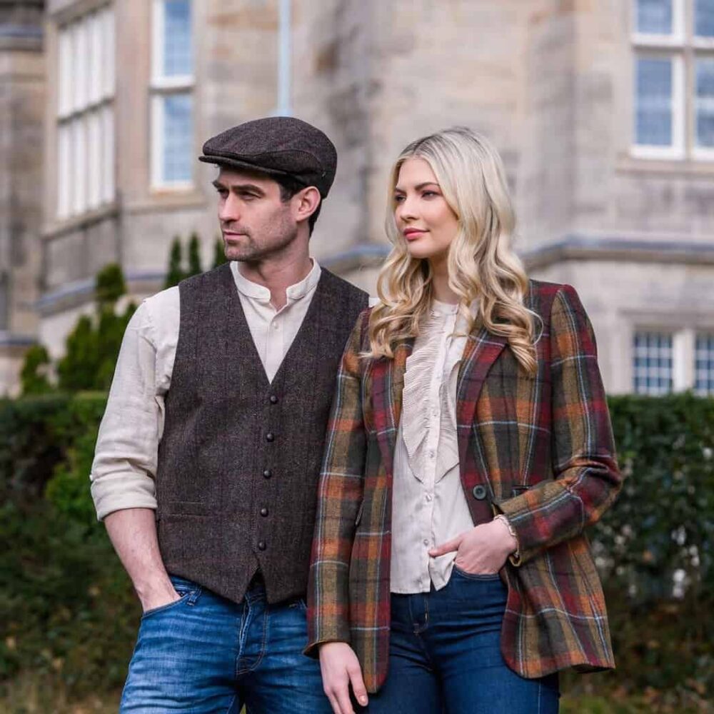 Irish Tweed Vest For Men - Dark Brown