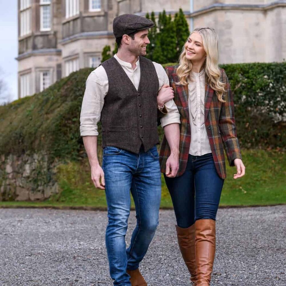 Irish Tweed Vest For Men - Dark Brown