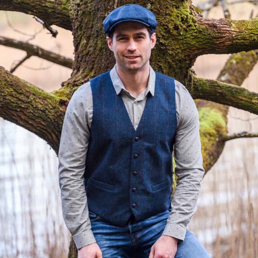 Irish Tweed Vest For Men - Blue