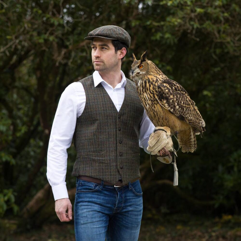 Irish Tweed Vest for Men - Brown Plaid