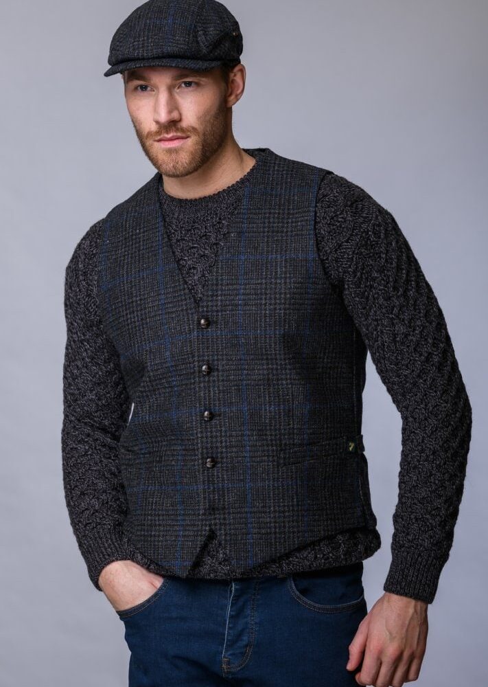 Irish Tweed Vest For Men - Thin Blue Line