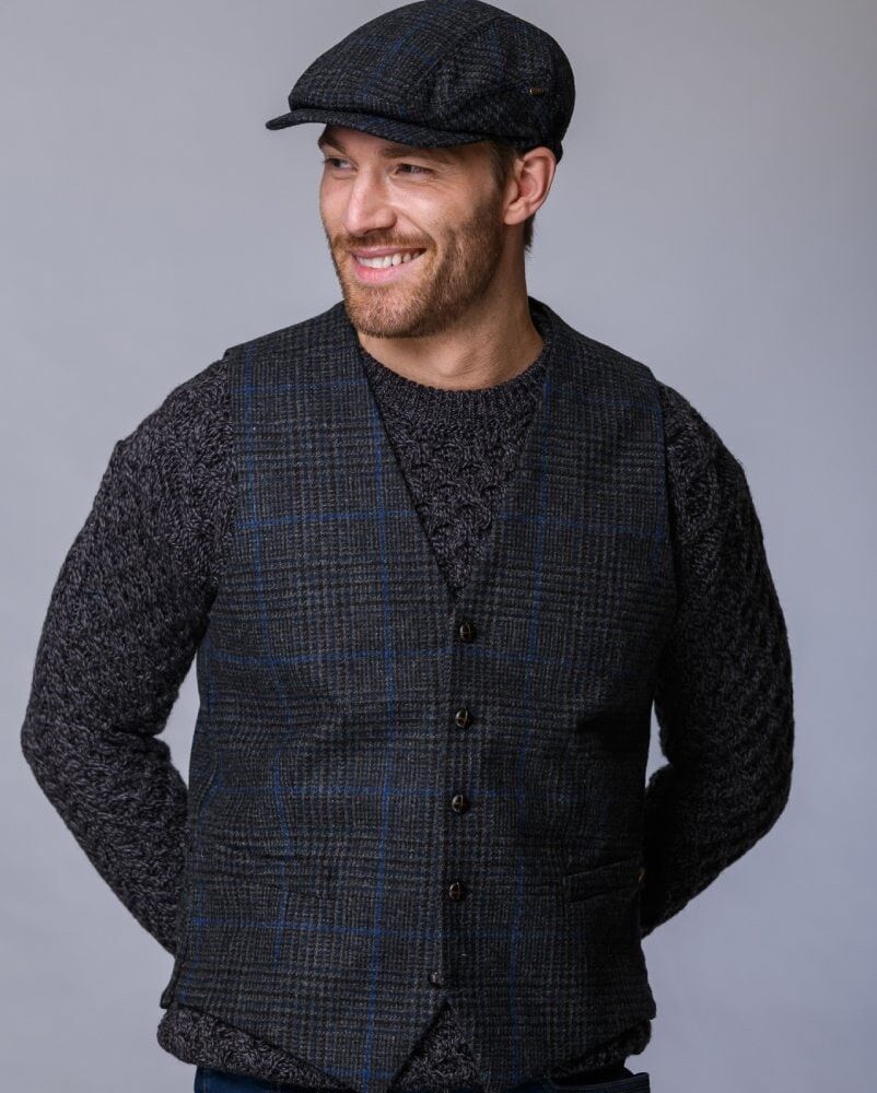 Irish Tweed Vest For Men - Thin Blue Line