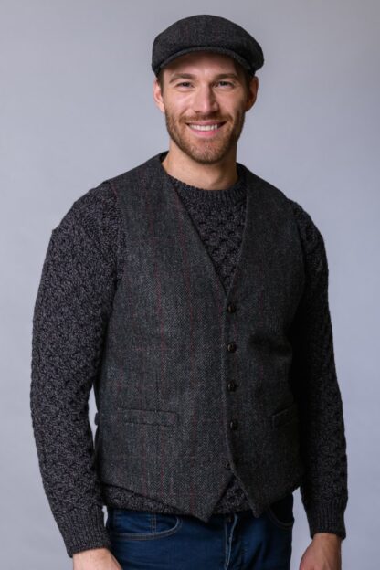 Irish Tweed Vest for Men - Dark Gray - Image 4