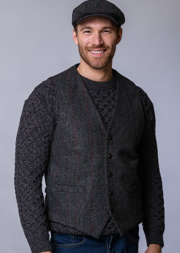 Irish Tweed Vest for Men - Dark Gray