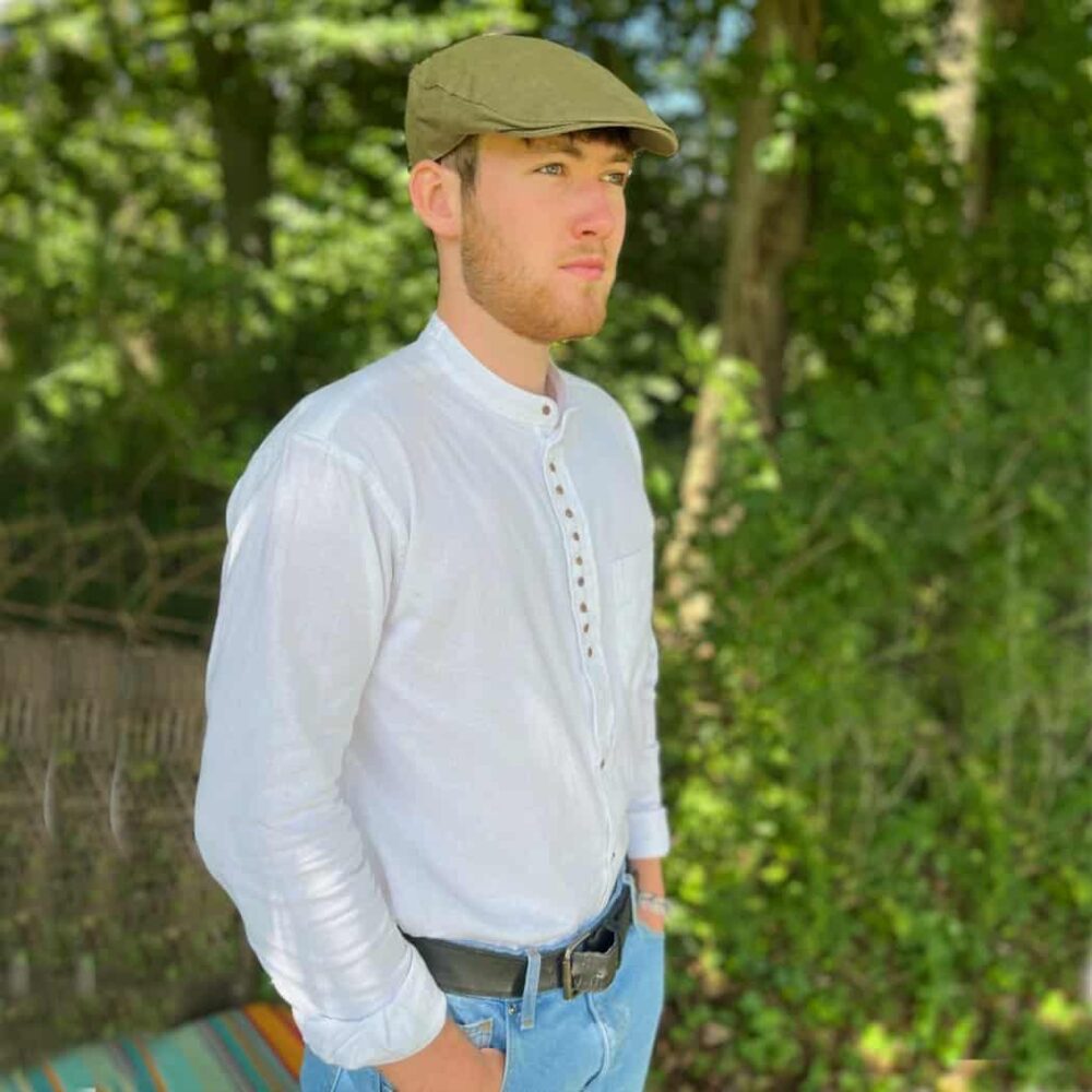 Irish Linen Grandfather Shirt - White | Super Soft