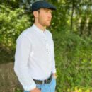 Grandfather Shirt White. Blue Hanna Hat from Ireland.